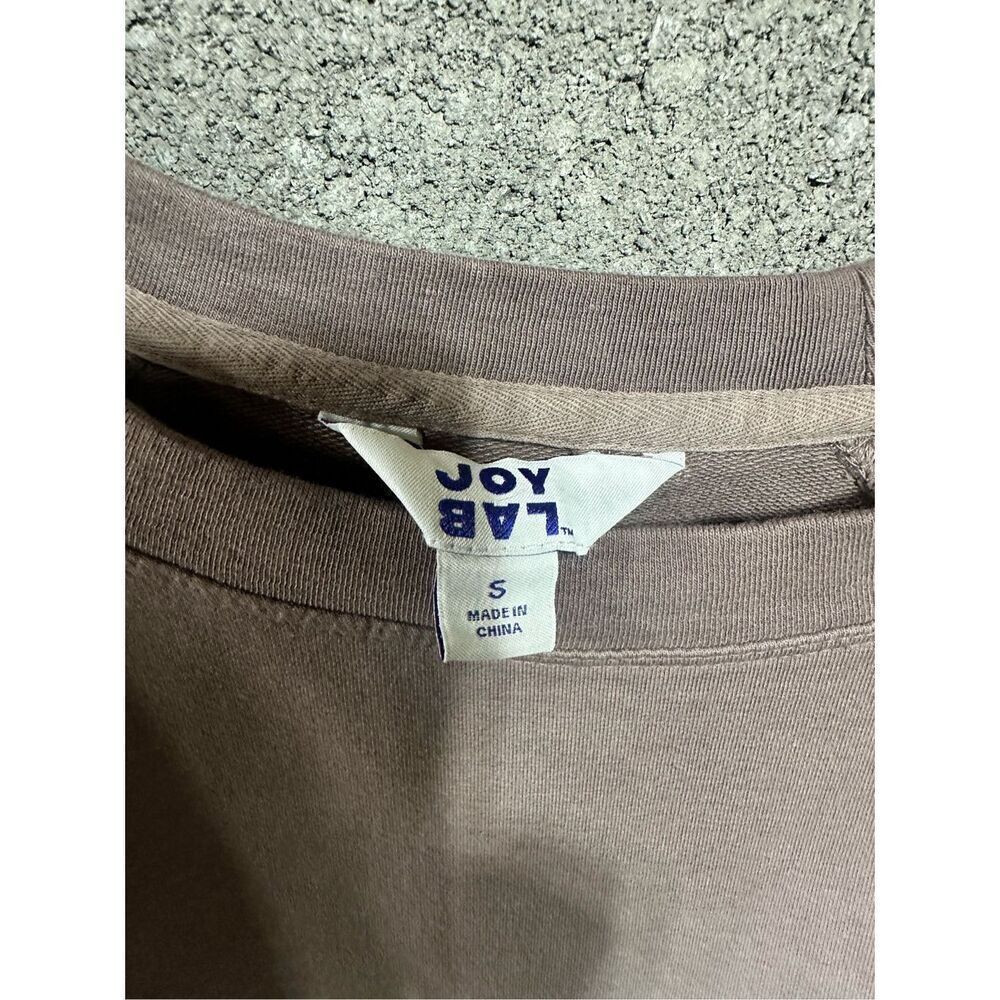 Joy Lab Women's Mocha Cream Cropped Sweatshirt Small Thumb Holes Athletic - Picture 4 of 4